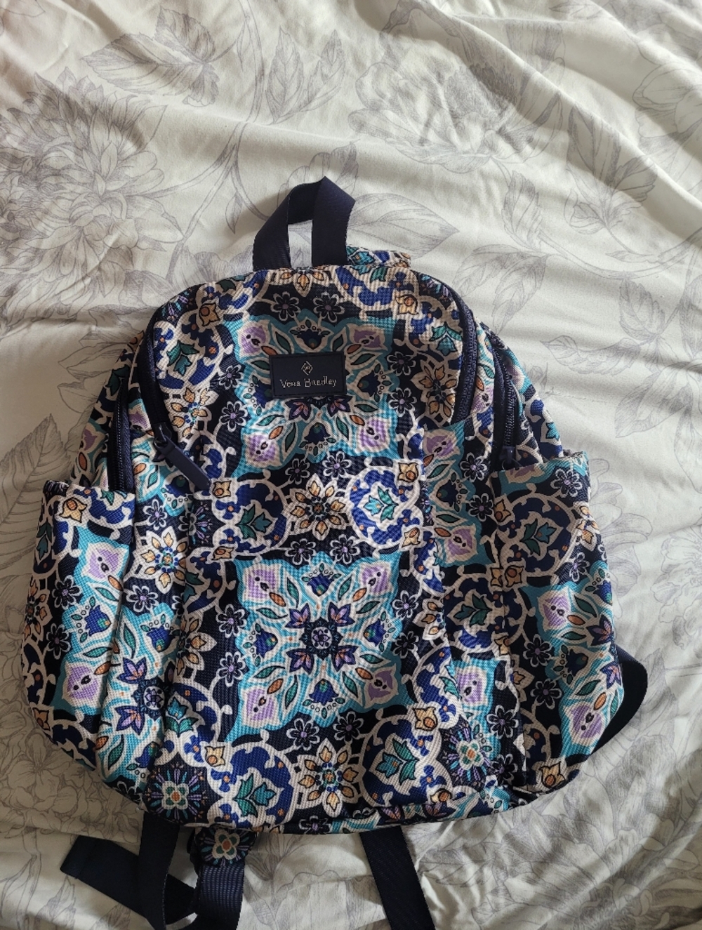 Vera Bradley Navy, Teal & Lavender Mosaic Print Backpack